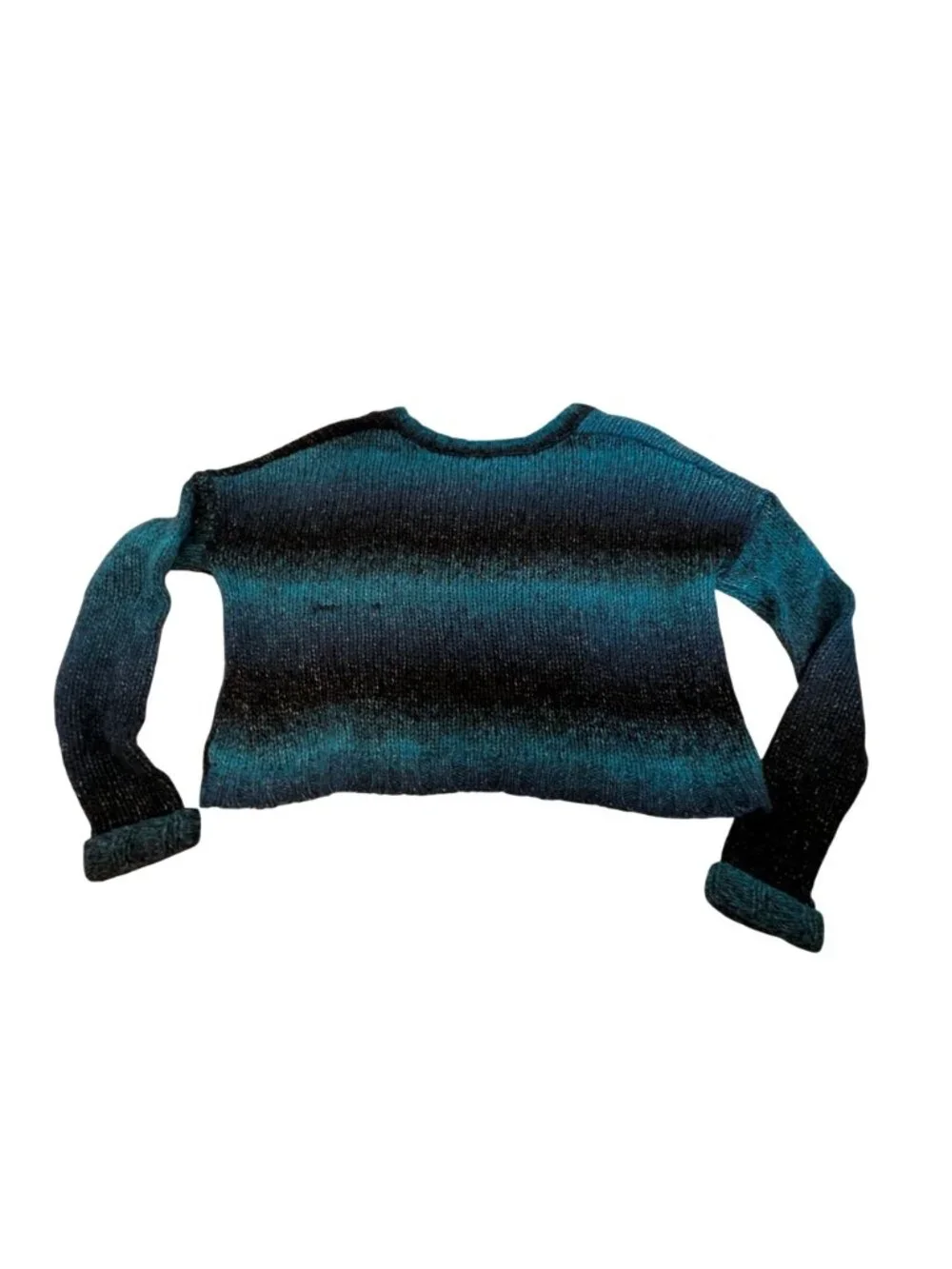 Ecote Urban Outfitters Blue Green Ombre Striped Crop Oversize Boxy Sweater XS